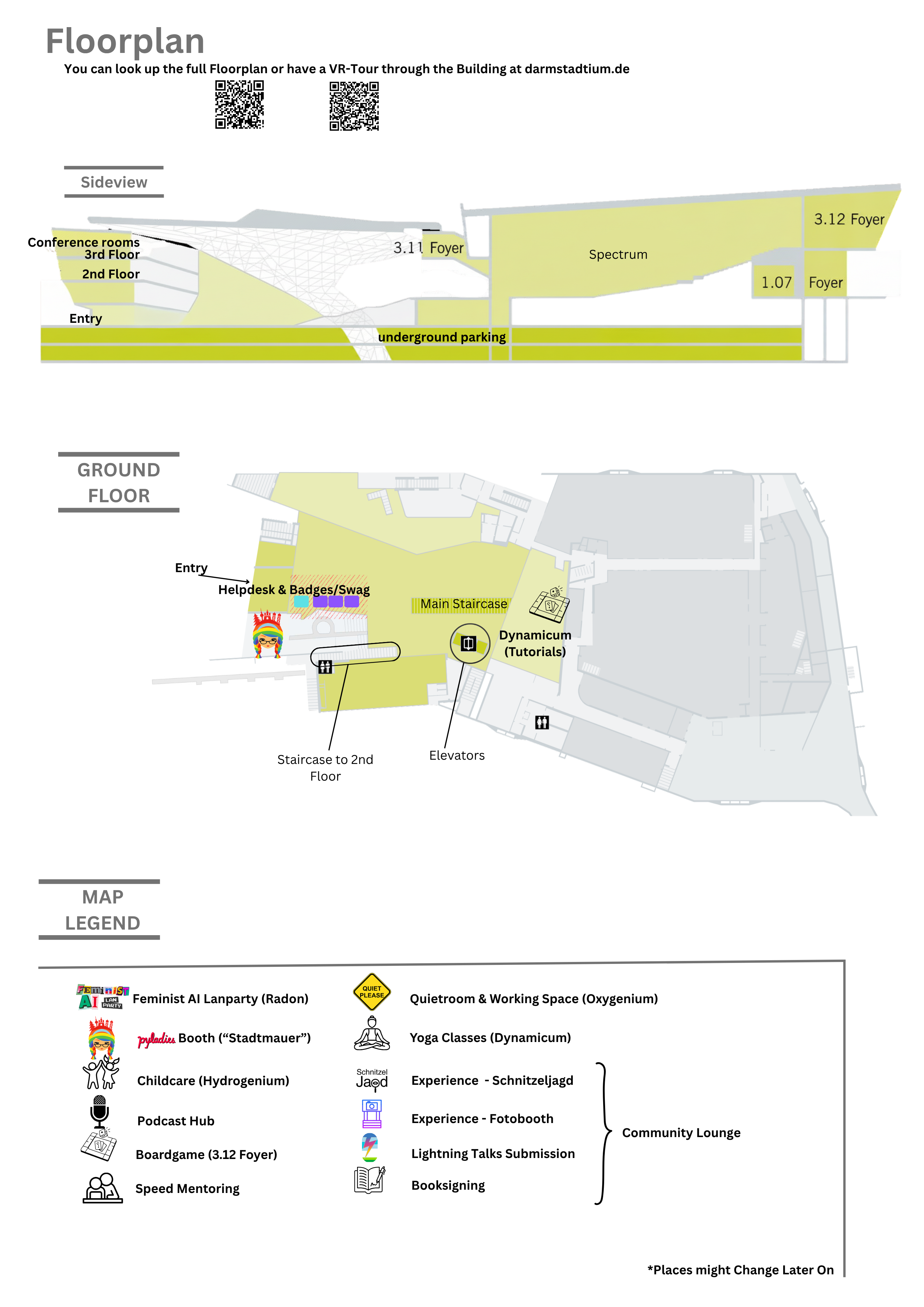 Floor plan – Ground floor, side view, and map legend